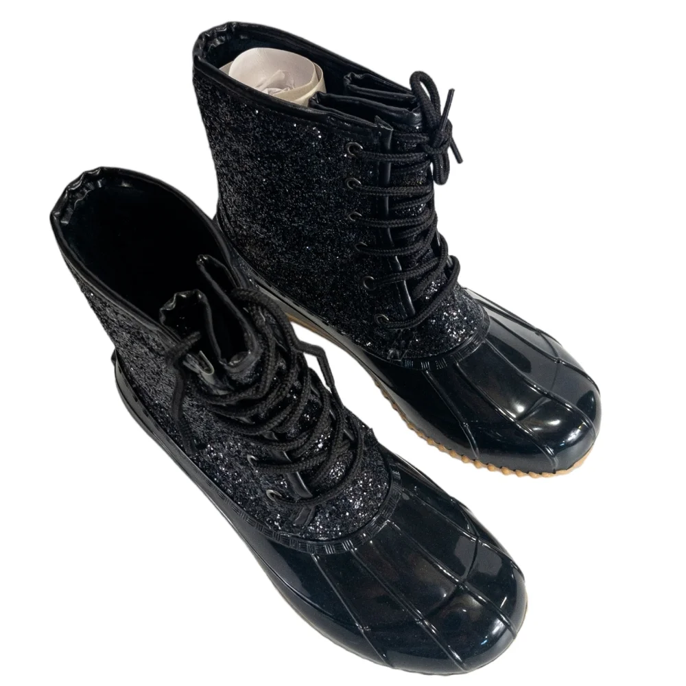 Sugar Skylar Glitter Duck Boots Black -8 - Picture 7 of 8